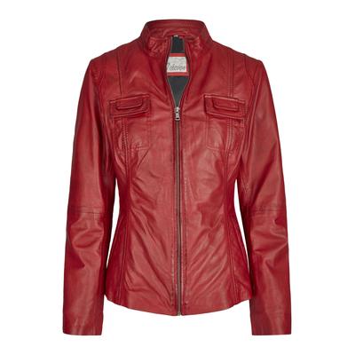 Lederjacke 7ELEVEN "SEFEMA", Damen, Gr. 36, rot, Obermaterial: 100% Lammleder LEL. Futter: 100% Polyester PES. 100% Polyester PES., uni, modern fit, hoch geschlossener Ausschnitt, Jacken, mit Taschen