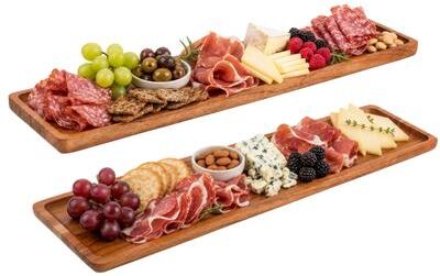 Classic Cuisine Natural Acacia Wood Serving Trays (Set of 2)