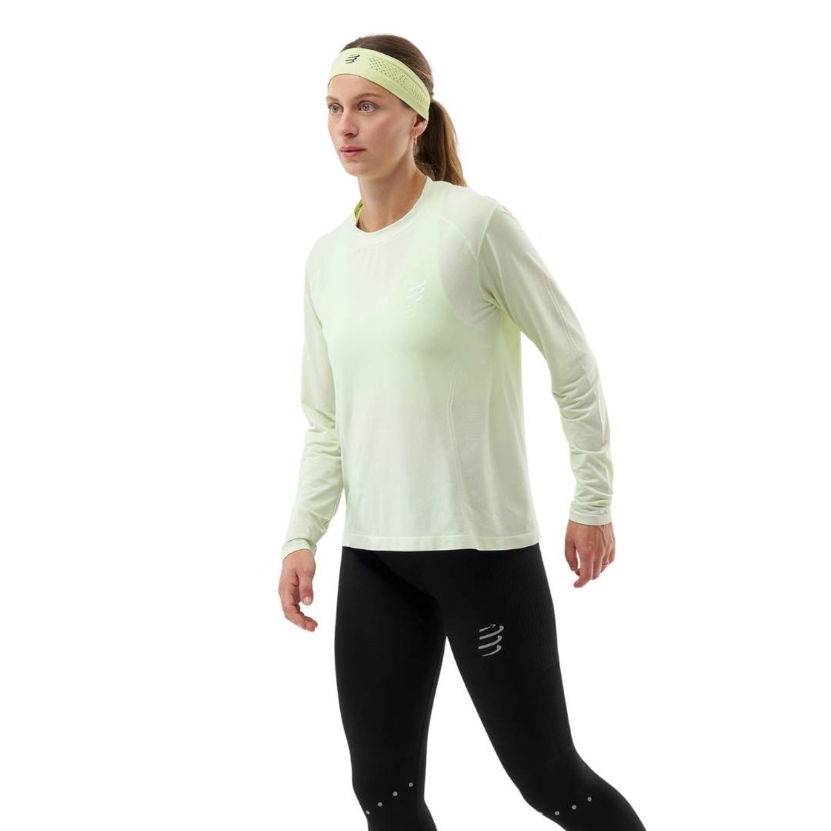 Camiseta Compressport Performance LS Manga Comprida Aqua, Tamanho M Mulher