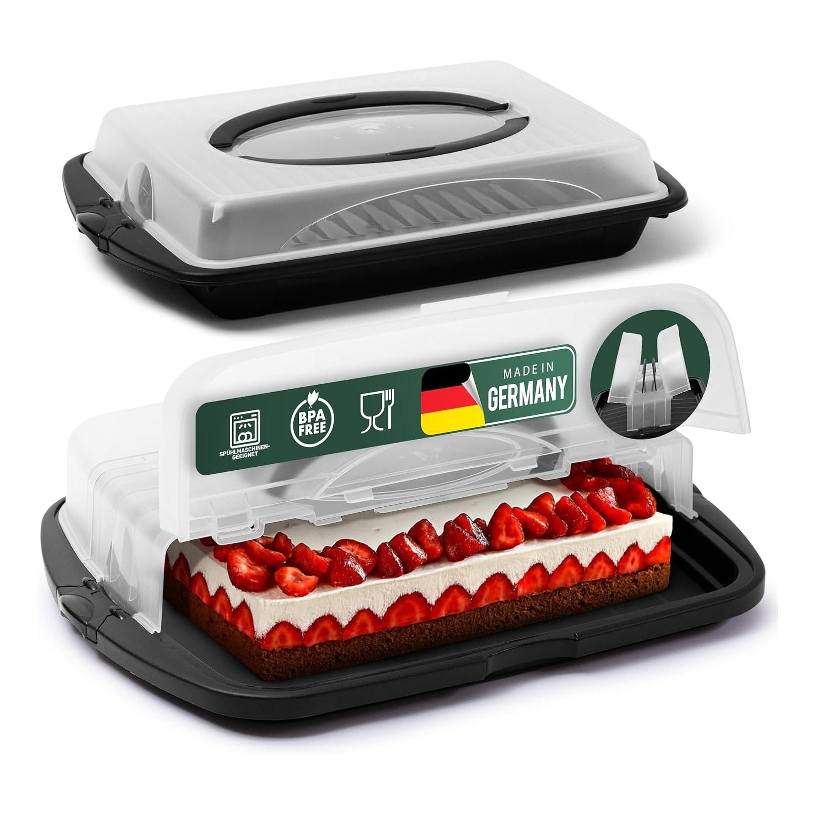 Novaliv Kuchen-Transportbox 2er Set Rechteckig Aufbewahrungsboxen mit Deckel Torte Kuchen Dessert, Party-Box Container Tortentransportbox Tortenbehälter Transport Behälter Box Haube Partyset
