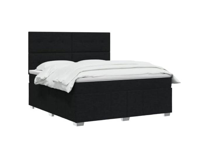 vidaXL LED Boxspringbett mit Matratze Schwarz 140 x 200 cm Stoff Coole Beleuchtung für modernen Stil, Höhe anpassen für deinen Komfort, Verbesserung des Schlafs mit Bewegungsisolierung