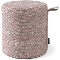 benuta Finest In- & Outdoor-Pouf Noe Rosa 40x40x43 cm - Teppich für Balkon, Terrasse & Garten