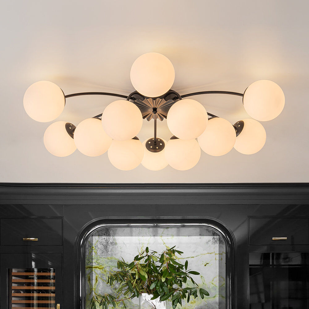 Canora Grey Coblitz Glass Semi Flush Mount Matte Black 23cm H X 100cm W X 100cm D