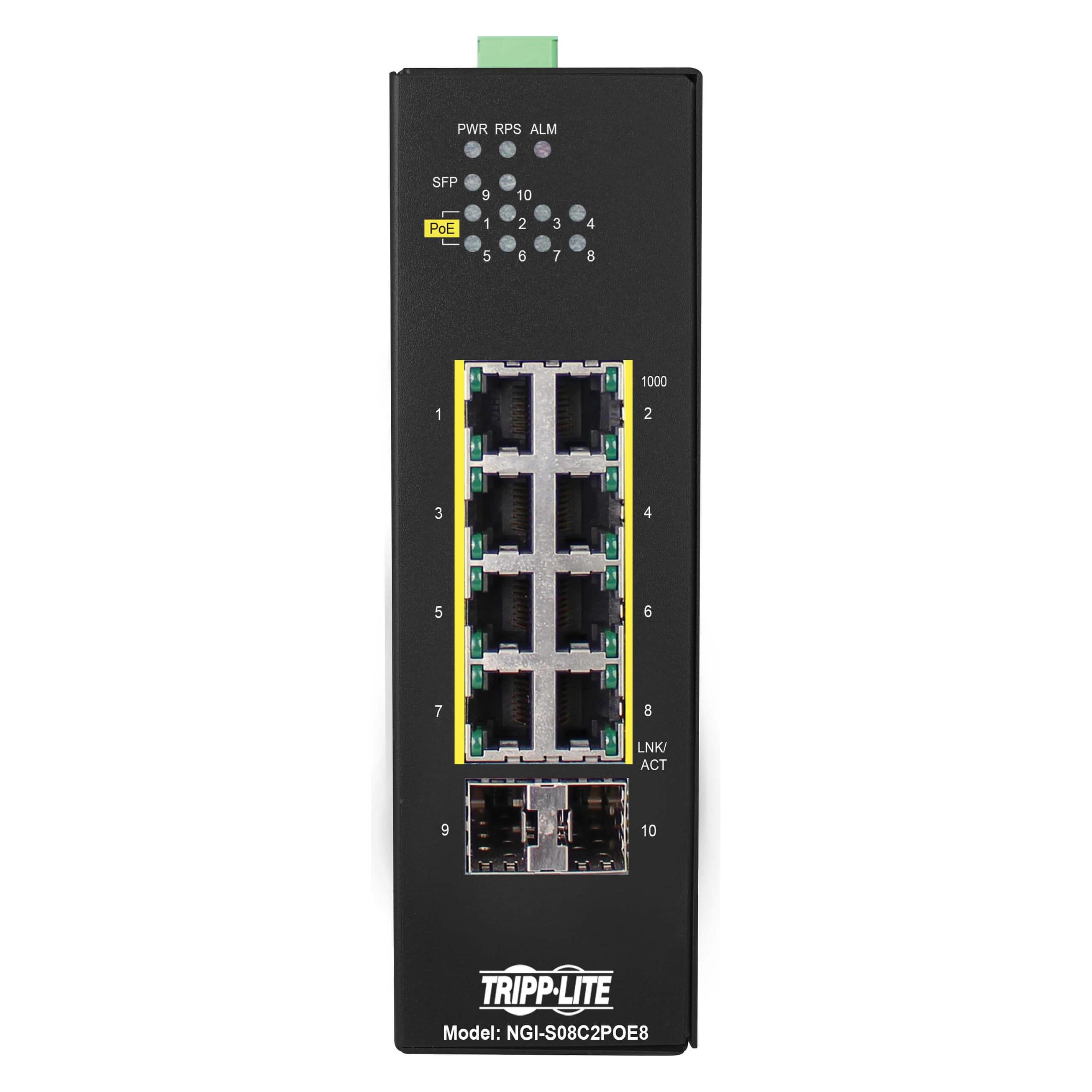 Eaton 8-Port Lite Managed Industrial Gigabit Ethernet Switch - 10/100/1000mbps -10 to 60 C (8 Ports) (NGI-S08C2POE8)