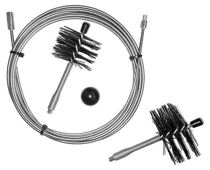 Selius Reinigingsset Pelletkachel met Flexibele Verlenging van 6 m en Nylon Borstels van 80 en 100 mm