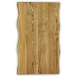 Tischplatte aus massiver Eiche, 2000 x 1000 x 40 mm, unregelmäßige Naturkante
