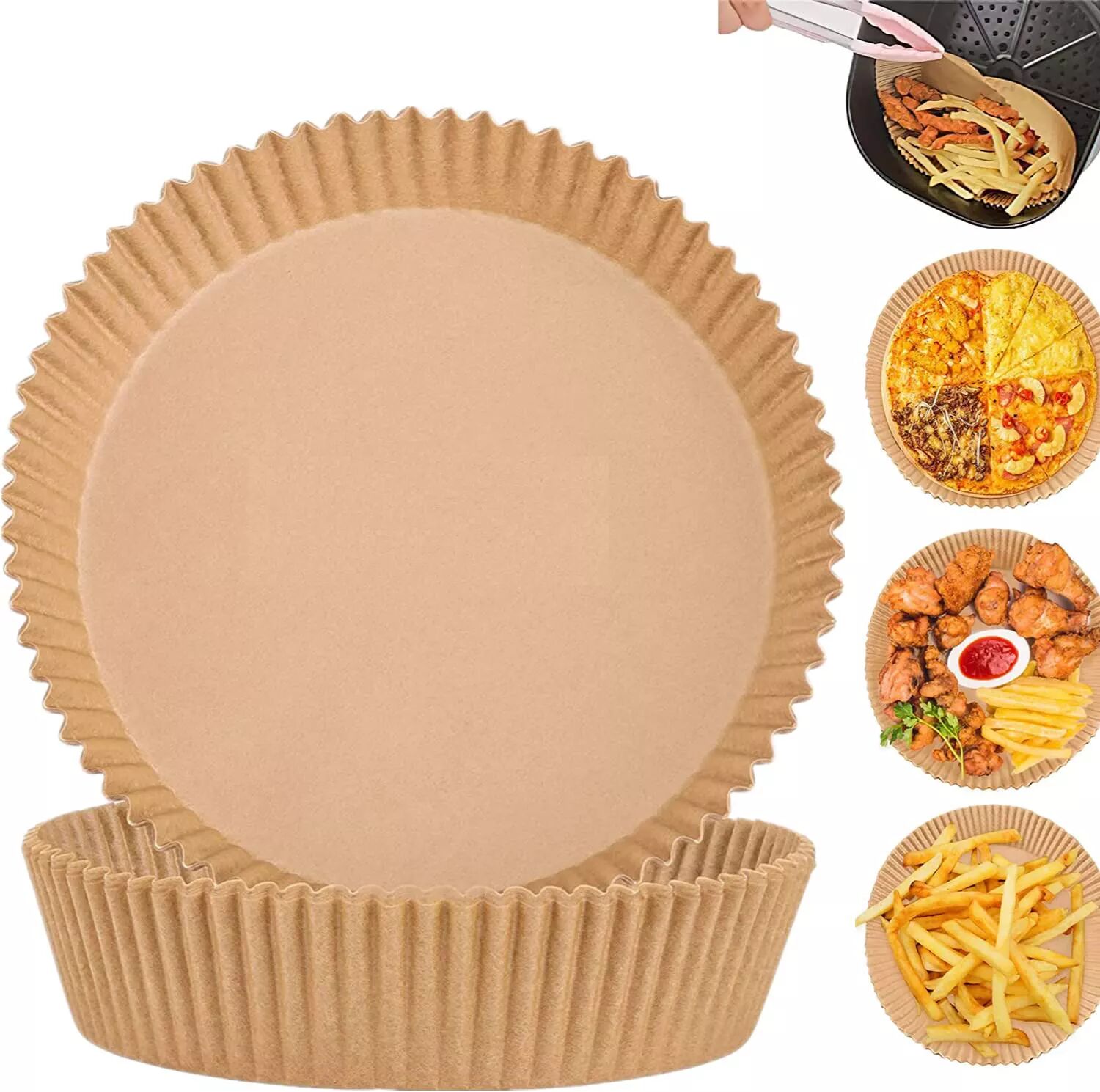 INF Air Fryer Einwegpapier für Friteusen 50 Stk. Braun