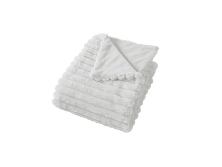 Couverture imitation fourrure et flanelle flanelle/fourrure blanc