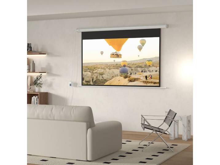 HOMCOM Écran Projecteur 84 16:9 Télécommande Motorisé