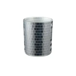 HOME STORY Teelichtglas Mosaik   , silber , Glas , Maße (cm): H: 7,4  Ø: 6.2