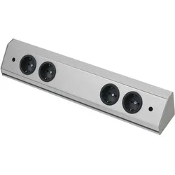 Wipo, Steckdosenleiste, Steckdosenleiste Corner Compact 230 V, max.3500 Watt, L 460 mm, Edelstahl Effekt (2 m)