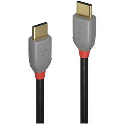 LINDY USB-Kabel USB 2.0 USB-C® Stecker, USB-C® Stecker 3.00 m Schwarz, Grau doppelt geschirmt 36873