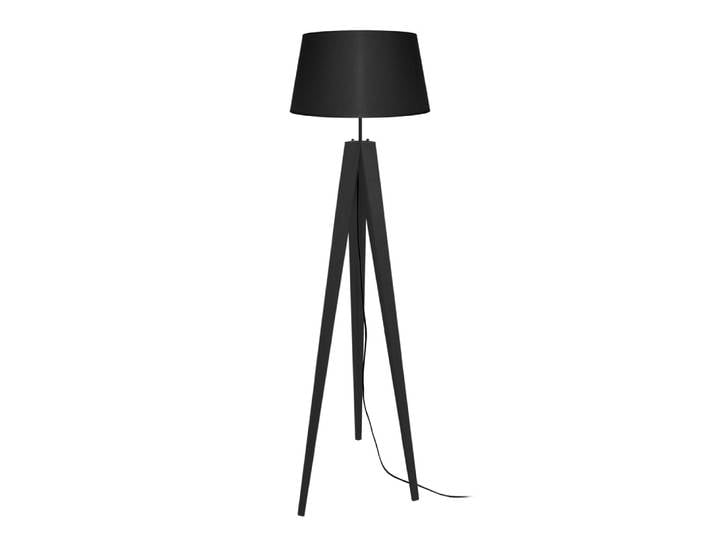 Lampadaire trepied bois noir Abat-jour noir