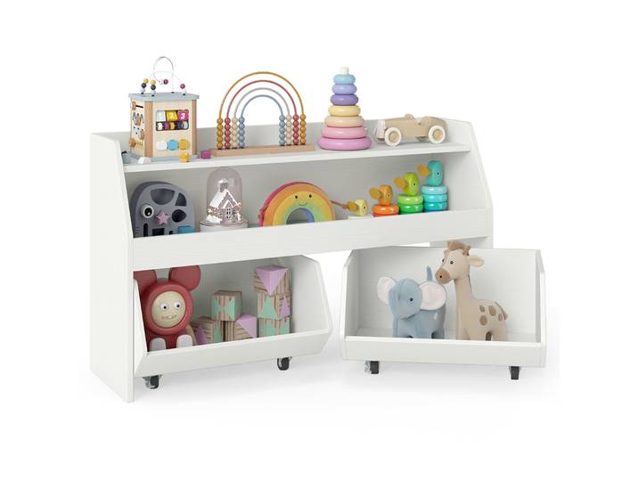 Boekenkast Kinder Kinderkast met 2 Open Planken Wit