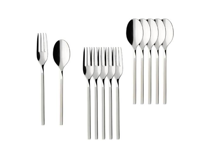 Besteck-Set VILLEROY & BOCH Kaffeebesteck Bundle NewWave 12er Set edelstahl , silber (edelstahl), 12, Essbesteck-Sets, Spülmaschinenfest