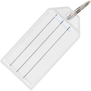 Böttcher-AG Schlüsselanhänger mit Ring, beschriftbar, mit Etiketten, transparent, 10 Stück