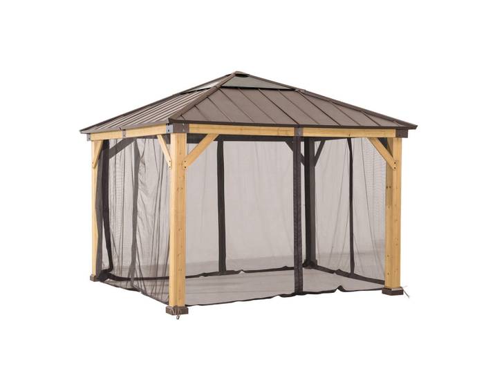 Pavillon-Seitenteil, Braun, 310x220 cm, Sonnenschutz, Pavillons