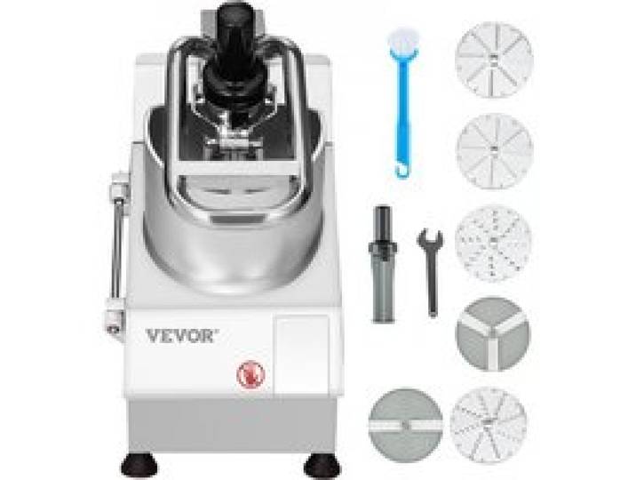 VEVOR Robot culinaire multifonction, 2 trous d'alimentation, hachoir à légumes en acier inoxydable de qualité alimentaire, 750 W, avec 6 lames détachables, broyeur et trancheuse, pour légumes, fruits