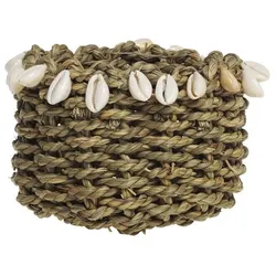 Chic Antique Korb geflochten mit Muscheln, Höhe 9, ∅ 13 cm