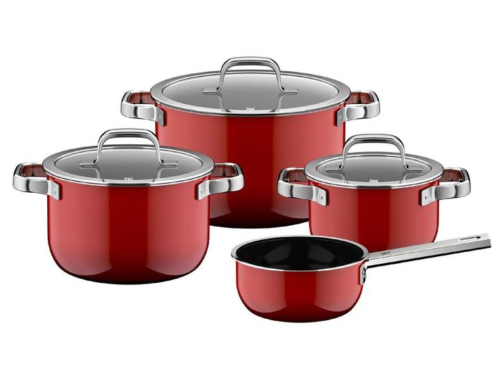 WMF Topf-Set Fusiontec Mineral Pro, Glas, Edelstahl (Set, 7-tlg), kratzfeste Oberfläche, wärmereduzierende Hohlgriffe, Made in Germany
