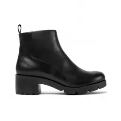 Camper für Damen. K400228-004 Schwarze Wanda-Leder-Knöchelstiefel (36), 1 bis 3 cm, 3 bis 5 cm, Reißverschluss, Lässig