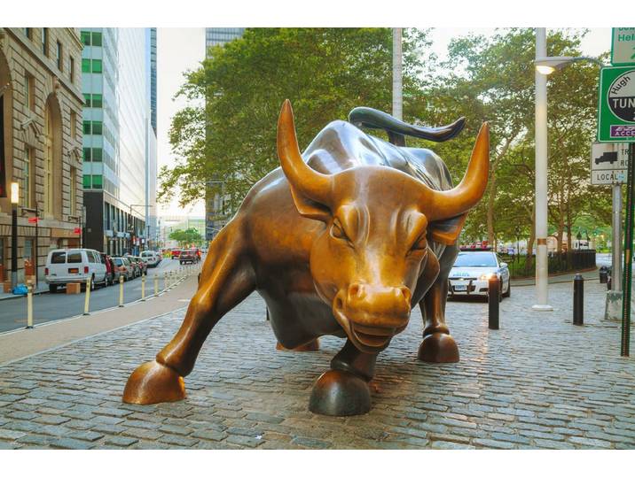 Fototapete PAPERMOON Wall Street Bull , bunt, B:4m L:2,6m, Vlies, Tapeten, Fototapete