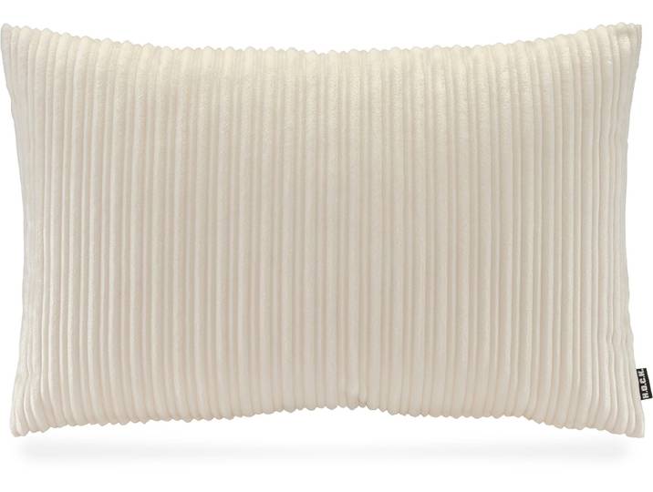 Dekokissen H.O.C.K. Precious Cord , weiß (ecru, weiß, unifarben), B:60cm H:10cm L:40cm, Polyester, Dekokissen_Sitzkissen_Kissenhüllen, Dekokissen, leicht schimmernde unterschiedlich große Längsstreifen im Retro Style
