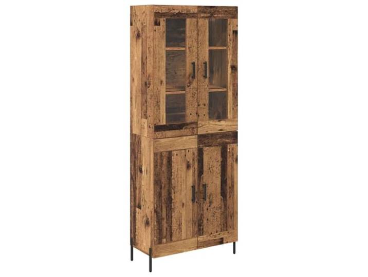 KGFHERENB Highboard Wandmontiert Altholz 69,5 x 34 x 180 cm Holzwerkstoff Zweitüriger Hängeschrank in Altholz-Optik für Wohnzimmer und Schlafzimmer, schafft Bodennähe-Freiraum und Ordnung.