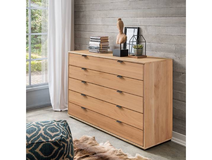 Sideboard mit 5 Schubladen 141 x 86 x 43cm Braun/Beige/Erle Erle