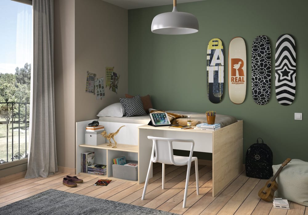 Diagone Lit combiné Beige 134x72x194cm