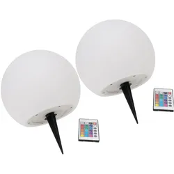 Casativo, Gartenbeleuchtung, 2er-Set LED-Leuchtkugel mit Fernbedienung (60 lm, IP67)