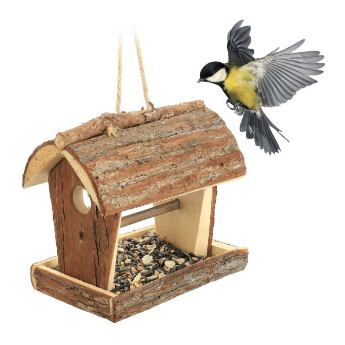 Relaxdays Houten hangend vogelvoederhuisje