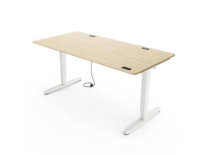 Stand-up desk - Yaasa Desk Pro Nature, 180x80 cm, Bamboo/White - Ergonomic and height-adjustable standing desk