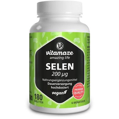 Selen 200 µg hochdosiert vegan Tabletten 180 St