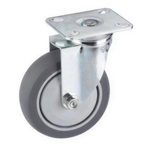 Dörner+Helmer Apparaterolle 770410C, mit Anschraubplatte, 75mm Ø, Tragkraft 50 kg, Lenkrolle aus TPE