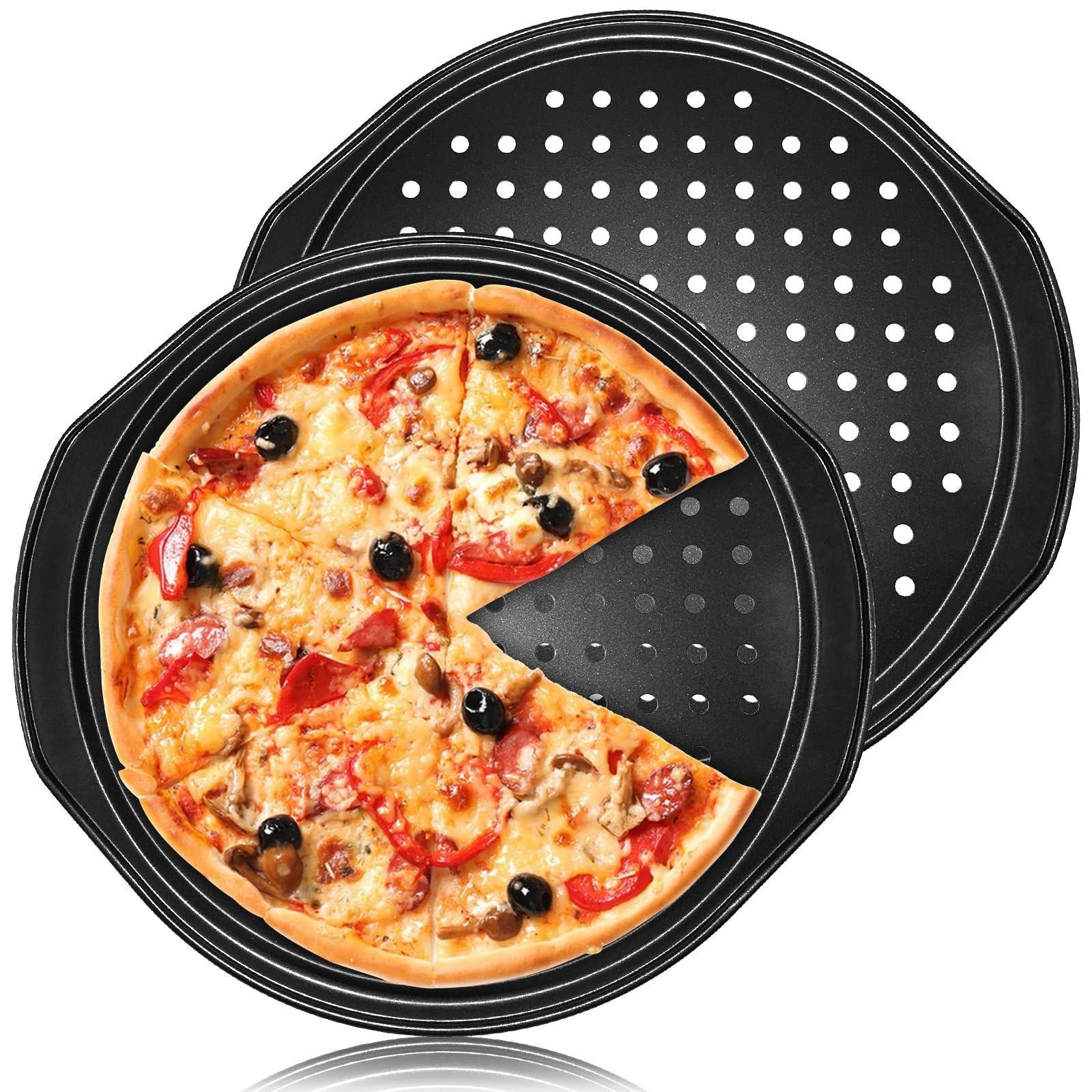 Solidchoice Set van 2 Carbon Stalen Pizzapannen 35,5 cm