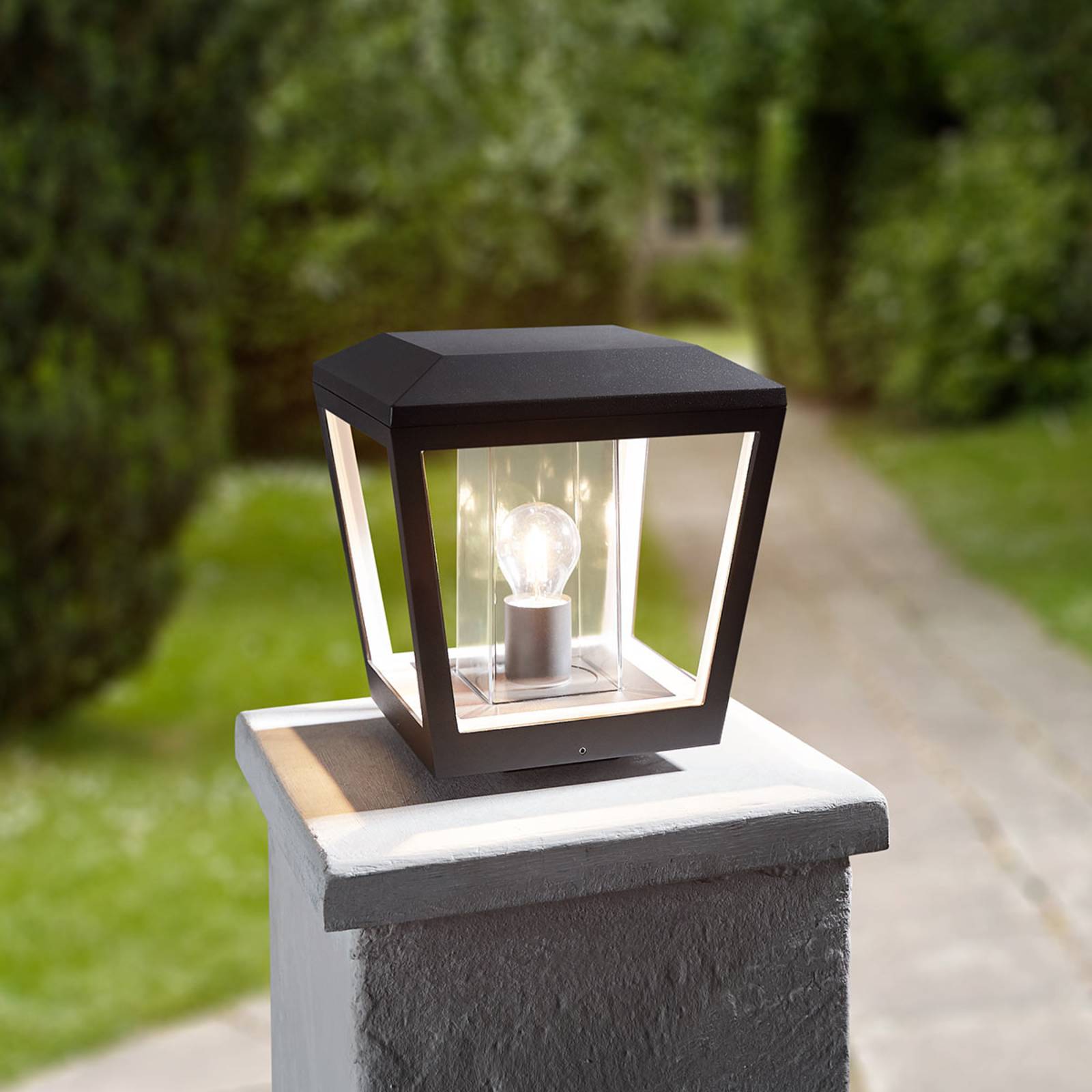 Pillar Light Dunia Lucande, dimmable, Black, Aluminium, Modern, Outdoor lights