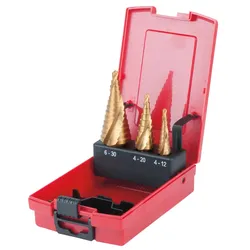 KS Tools HSS TiN Stufenbohrer-Satz, Kunststoffkassette 3-tlg - 330.2424
