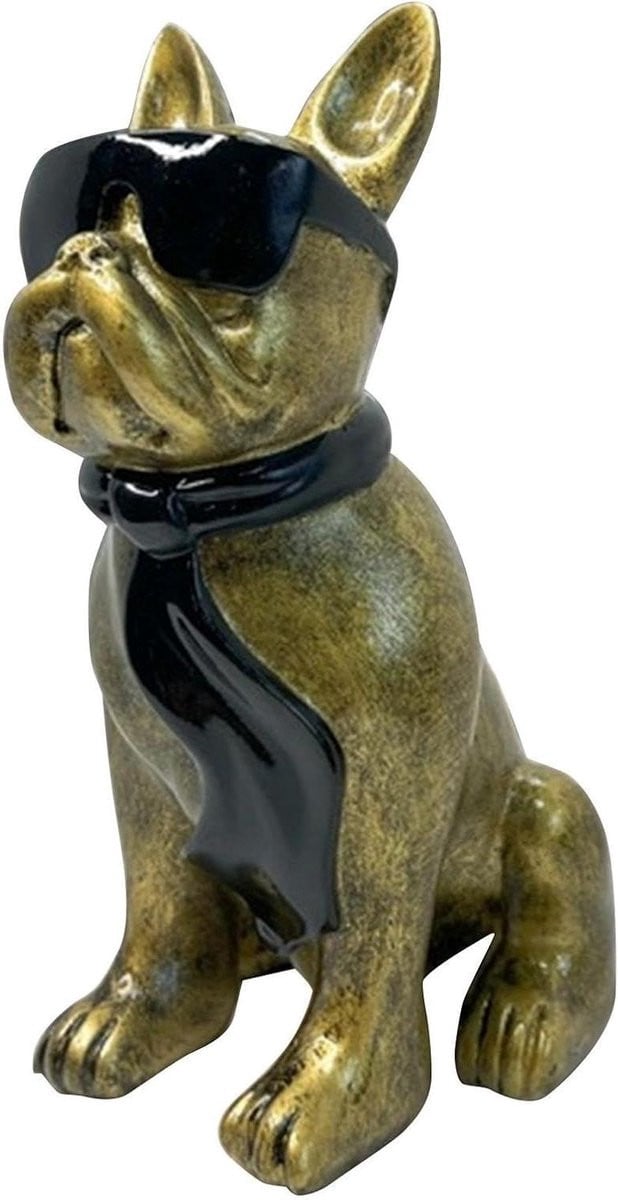 Bronskleurig Hond Beeldje - Hars Sculptuur voor Interieur Decoratie - Hoogte: 23 cm
