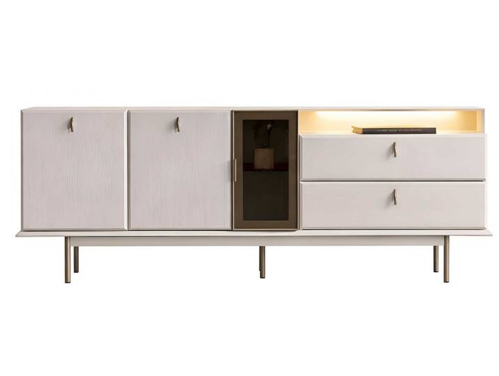 Xlmoebel Nachtkommode Beiges modernes Sideboard mit quadratischer Beleuchtung, Made in Europa