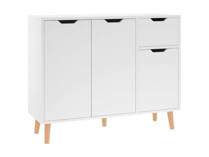 HGFDVCMR Sideboard Weiß 90x30x72 cm Kommode aus Holzwerkstoff Kompakter Beistellschrank für Wohnzimmer und Flur mit geräumigen Fächern und stabiler Oberplatte für Dekoration.
