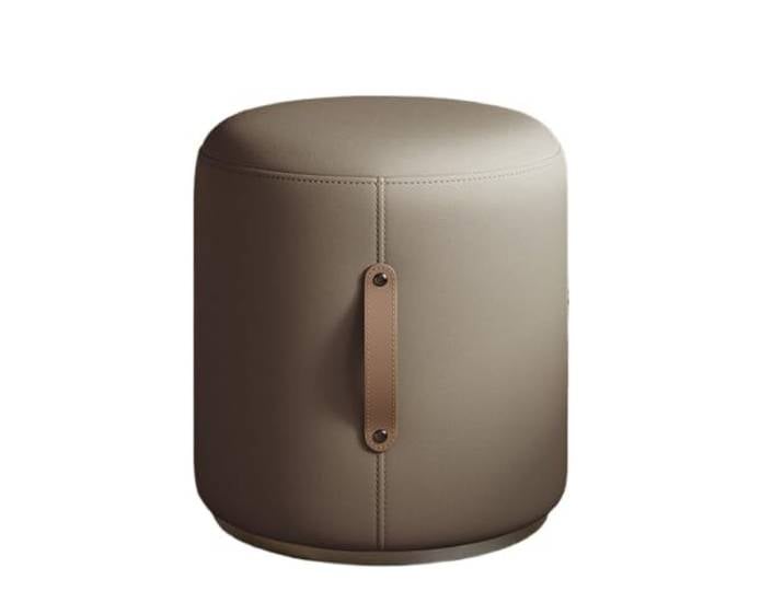 XXAD553TY Runder Lederhocker for Wechseln der Schuhe, Couchtisch Kleiderschrank(Grigio)