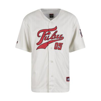 Langarmhemd FUBU "Fubu Fubu Varsity Baseball Jersey", Herren, Gr. XS, US-Größen, weiß (sanftes weiß, rot), 100% Polyester, Hemden