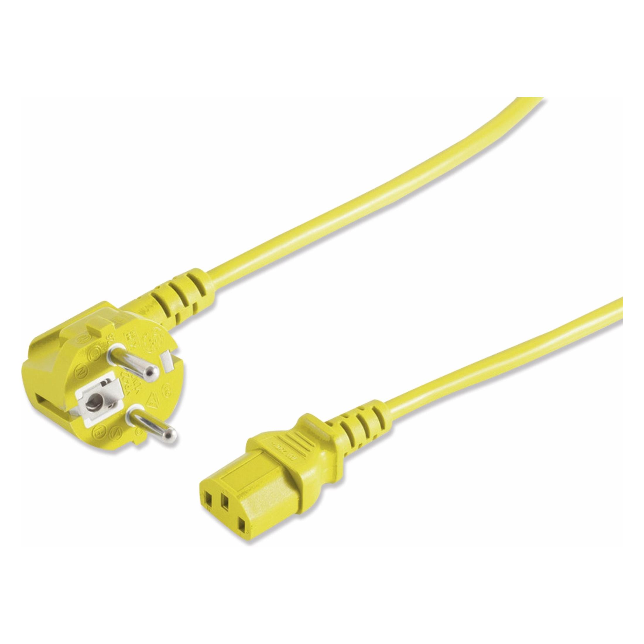 Shiverpeaks Netzanschlusskabel 230V f?r Kaltg. CEE7/7-C13 VDE gelb 1,8m (1.80 m) (09-05182)