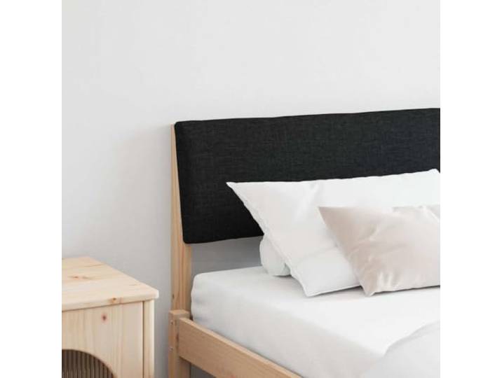 Moderne Polsterkopfteil 180 cm in schwarz aus massivem Kiefernholz, mit Schaumstofffüllung und eingearbeiteter Rückseite, leicht zu reinigen und zu montieren.