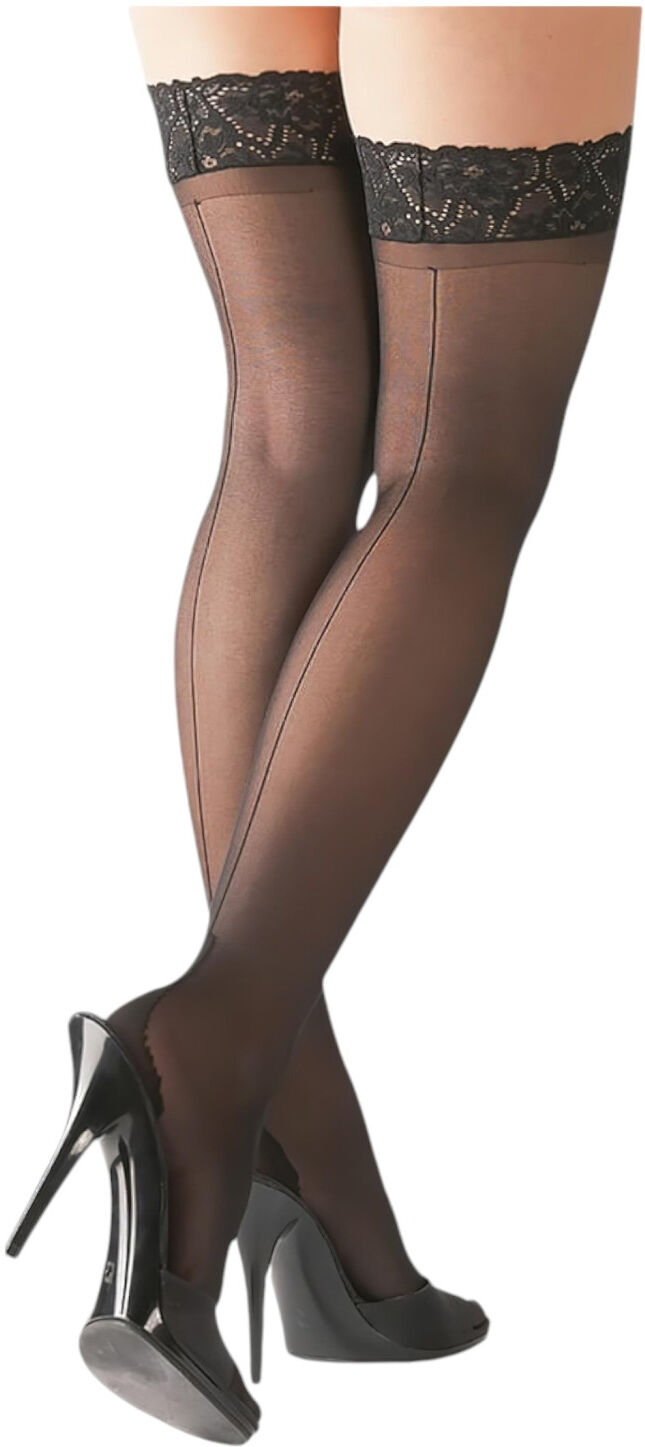 Cottelli - Black Thigh-Highs with Stripe
