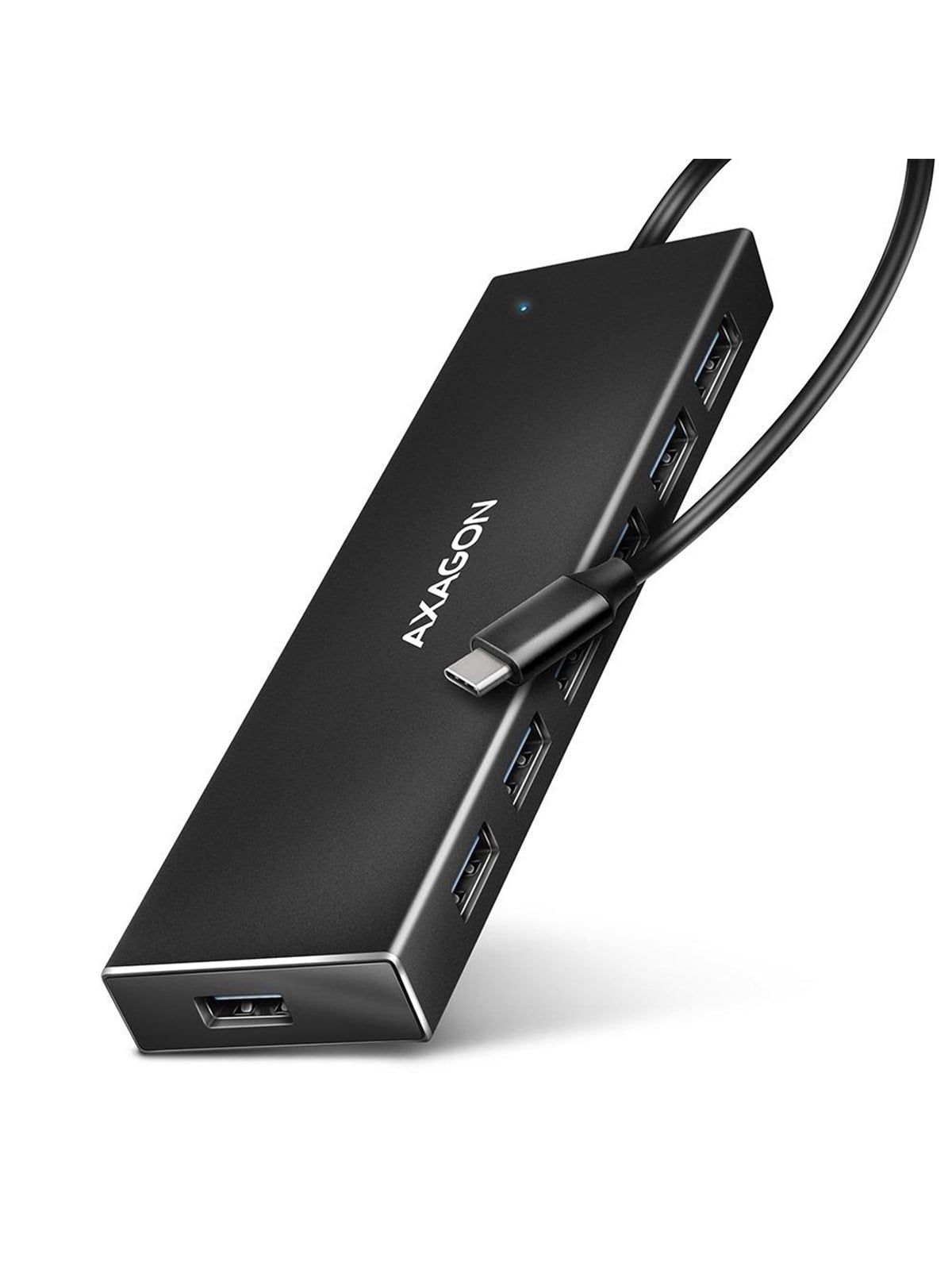 AXAGON SuperSpeed USB-C Flat-Hub mit 30 cm Kabel USB-Hubs - USB 3.2 - 7 - Schwarz