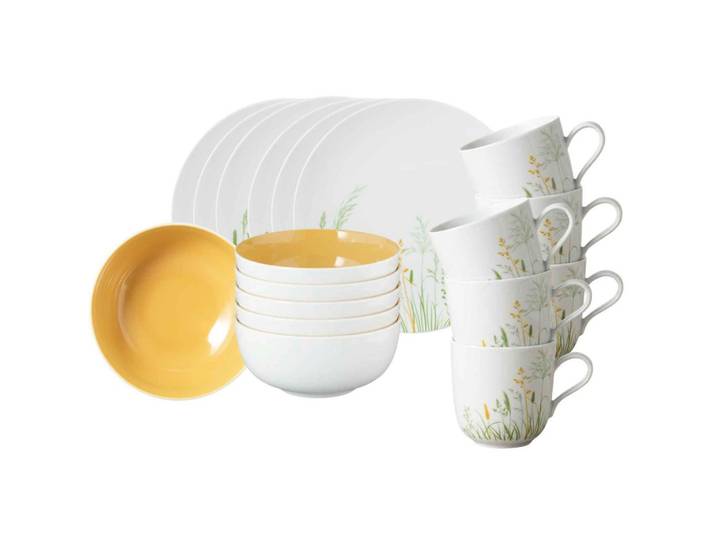FRÜHSTÜCKS-SET Liberty Meadow Grasses Curry gelb 18-tlg.