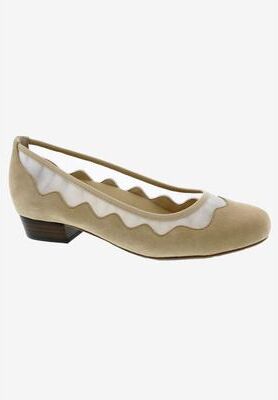 Women's Tootsie Kitten Heel Pump by Ros Hommerson in Nude Suede Leather (Size 7 M)