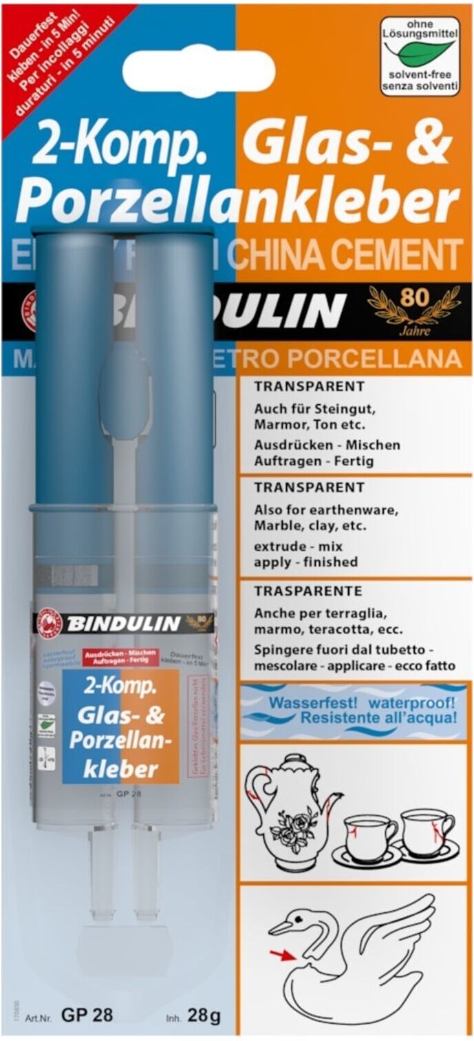 Bindulin Glas- und Porzellankleber GP28, 28g)